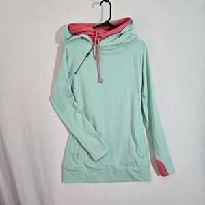 Women's Mint Green and Pink Hoodie